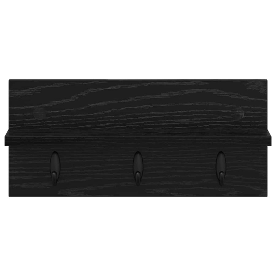 Wandgemonteerde kapstok met plank Zwart eiken 40 x 10.5 x 18 cm