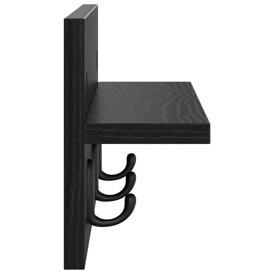 Wandgemonteerde kapstok met plank Zwart eiken 40 x 10.5 x 18 cm