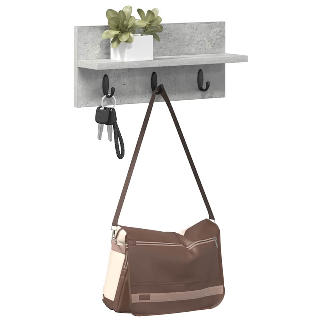 Wandgemonteerde kapstok met plank Betongrijs 40 x 10.5 x 18 cm