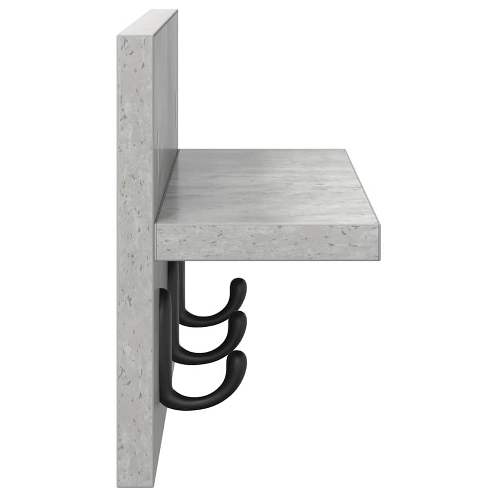 Wandgemonteerde kapstok met plank Betongrijs 40 x 10.5 x 18 cm