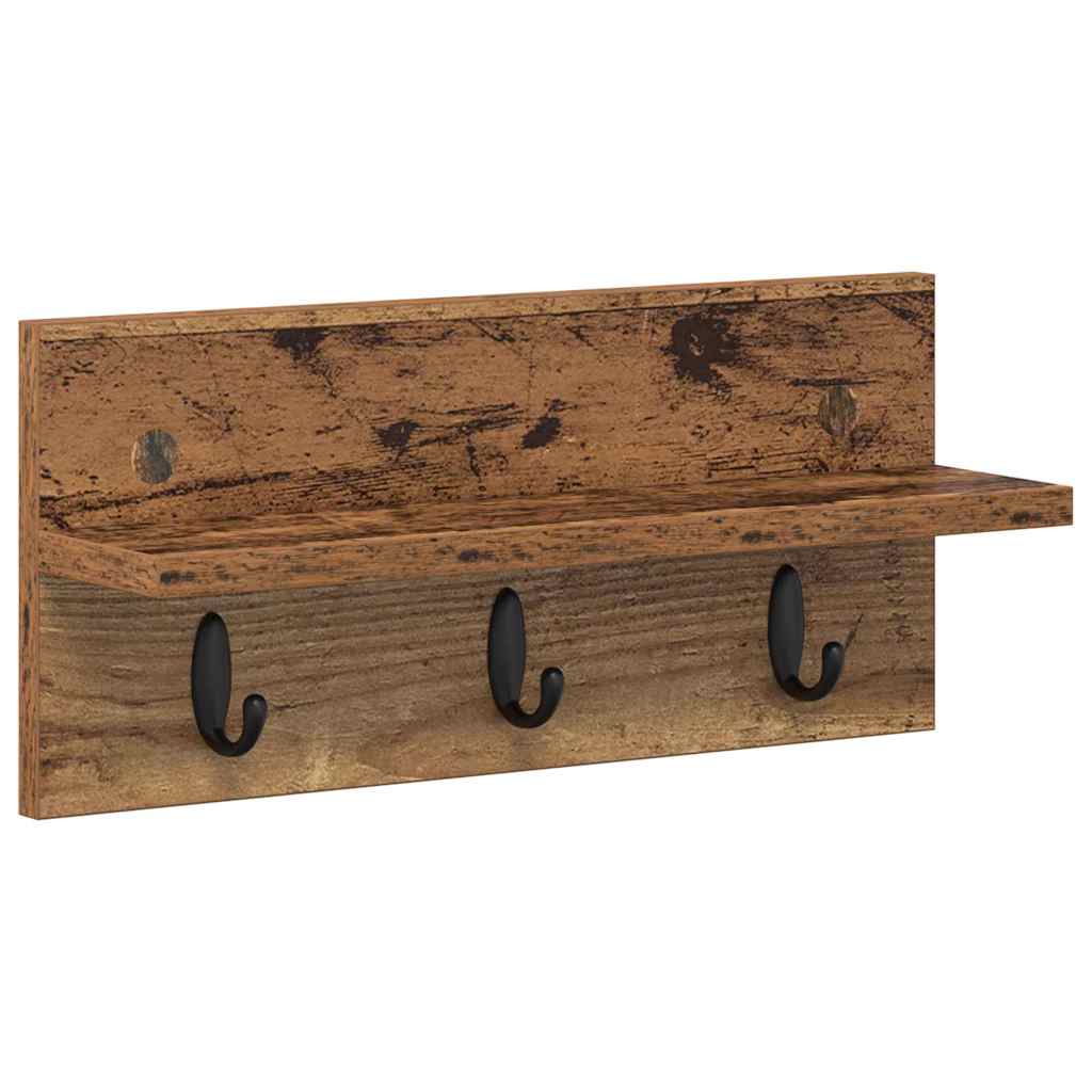 Wandgemonteerde kapstok Muurmontage Oudhout 40 x 10,5 x 18 cm