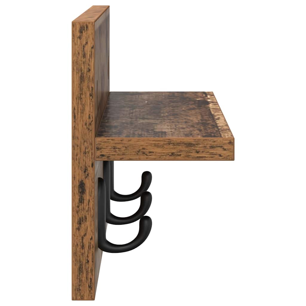 Wandgemonteerde kapstok Muurmontage Oudhout 40 x 10,5 x 18 cm