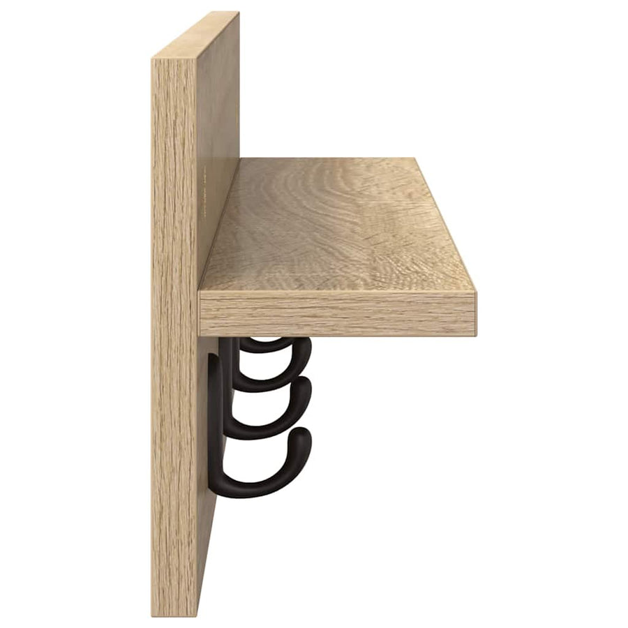 Wandgemonteerde kapstok Sonoma eiken 60 x 10.5 x 18 cm
