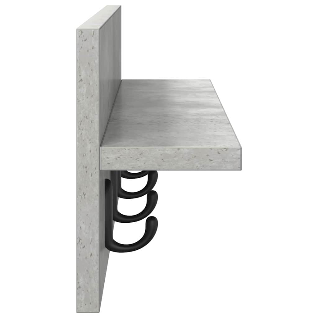 Wandgemonteerde Kapstok Beton Grijs 60 x 10,5 x 18 cm