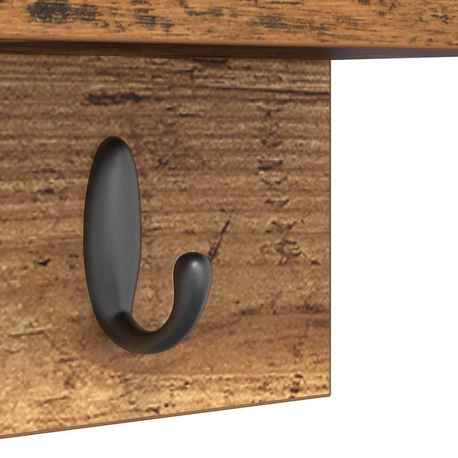 Wandgemonteerde Kapstok Oudhout Bewerkt Hout 60 x 10,5 x 18 cm
