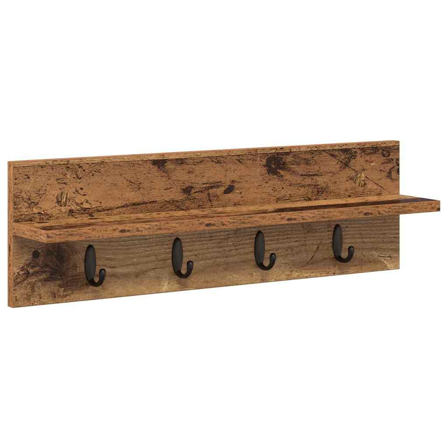 Wandgemonteerde Kapstok Oudhout Bewerkt Hout 60 x 10,5 x 18 cm