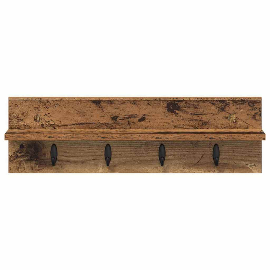 Wandgemonteerde Kapstok Oudhout Bewerkt Hout 60 x 10,5 x 18 cm