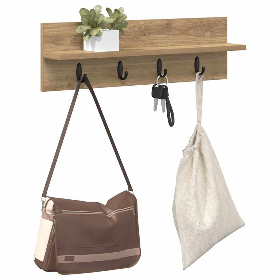 Wandgemonteerde Kapstok Artisan Eiken 60 X 10,5 X 18 Cm