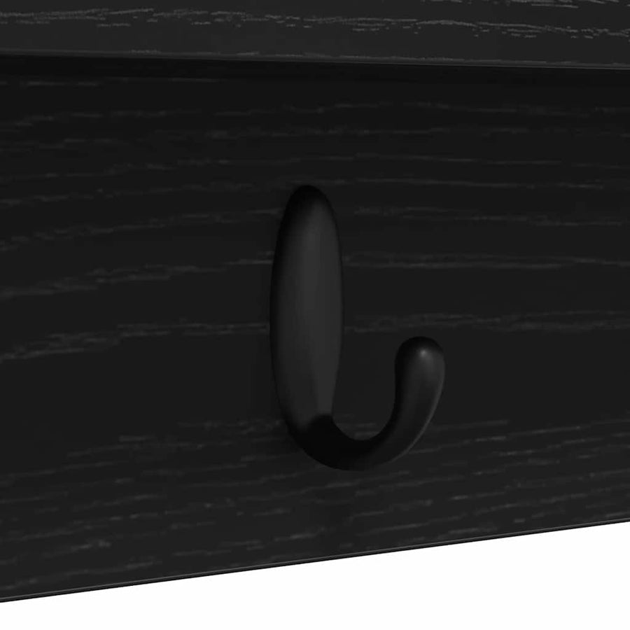 Wandgemonteerde kapstok met plank Zwart eiken 80 x 10.5 x 18 cm