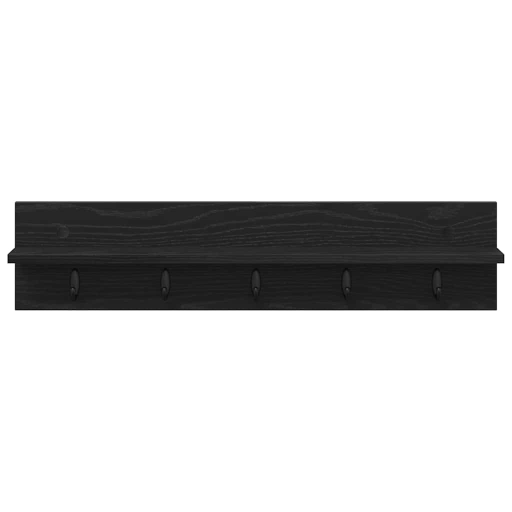 Wandgemonteerde kapstok met plank Zwart eiken 80 x 10.5 x 18 cm