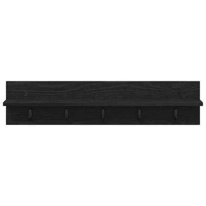 Wandgemonteerde kapstok met plank Zwart eiken 80 x 10.5 x 18 cm