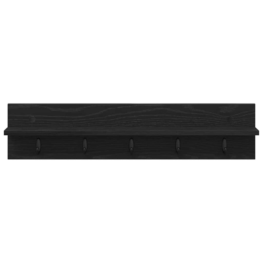 Wandgemonteerde kapstok met plank Zwart eiken 80 x 10.5 x 18 cm
