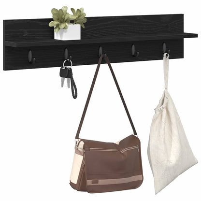 Wandgemonteerde kapstok met plank Zwart eiken 80 x 10.5 x 18 cm