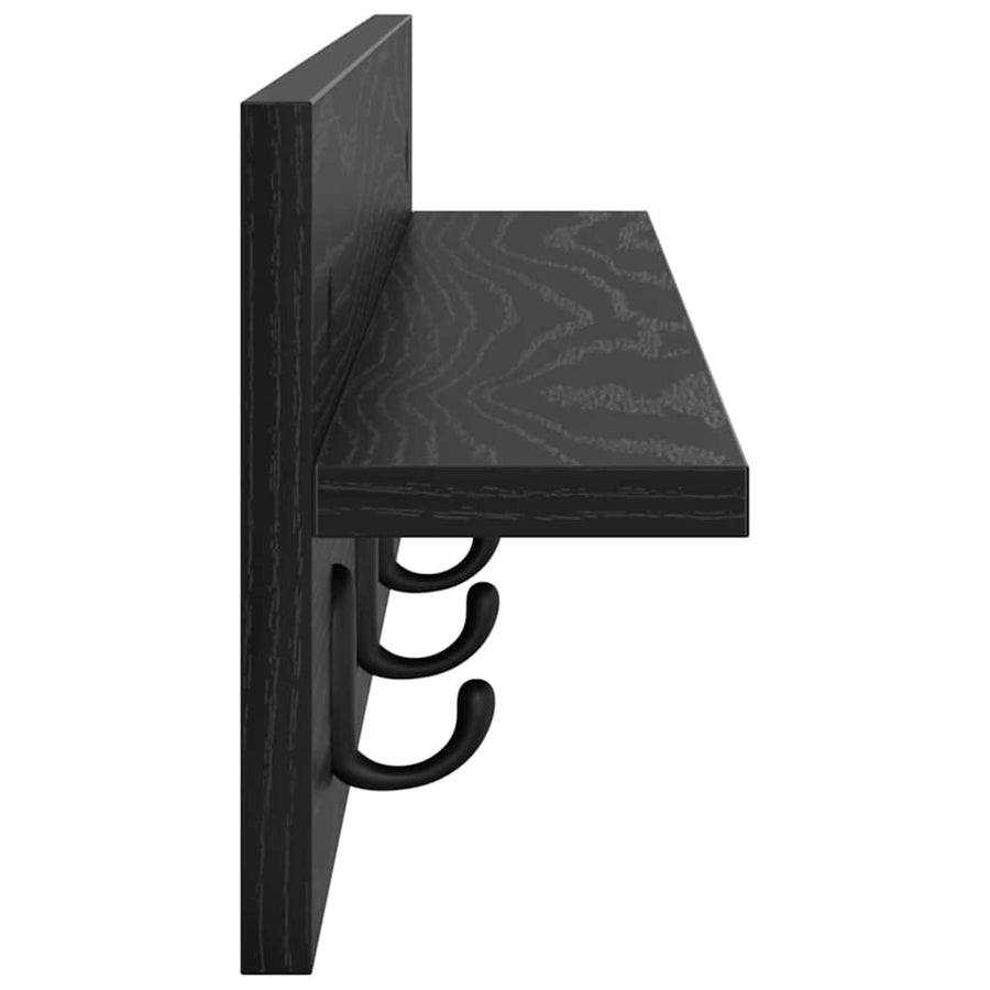 Wandgemonteerde kapstok met plank Zwart eiken 80 x 10.5 x 18 cm