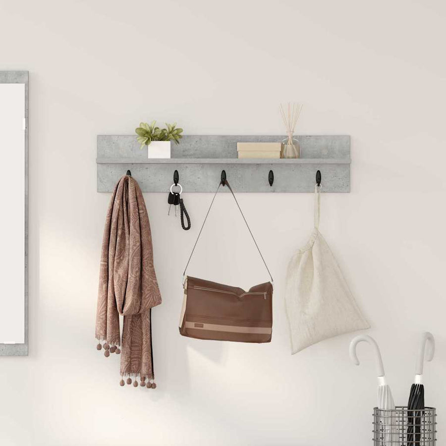 Wandgemonteerde kapstok met plank Betongrijs 80 x 10.5 x 18 cm