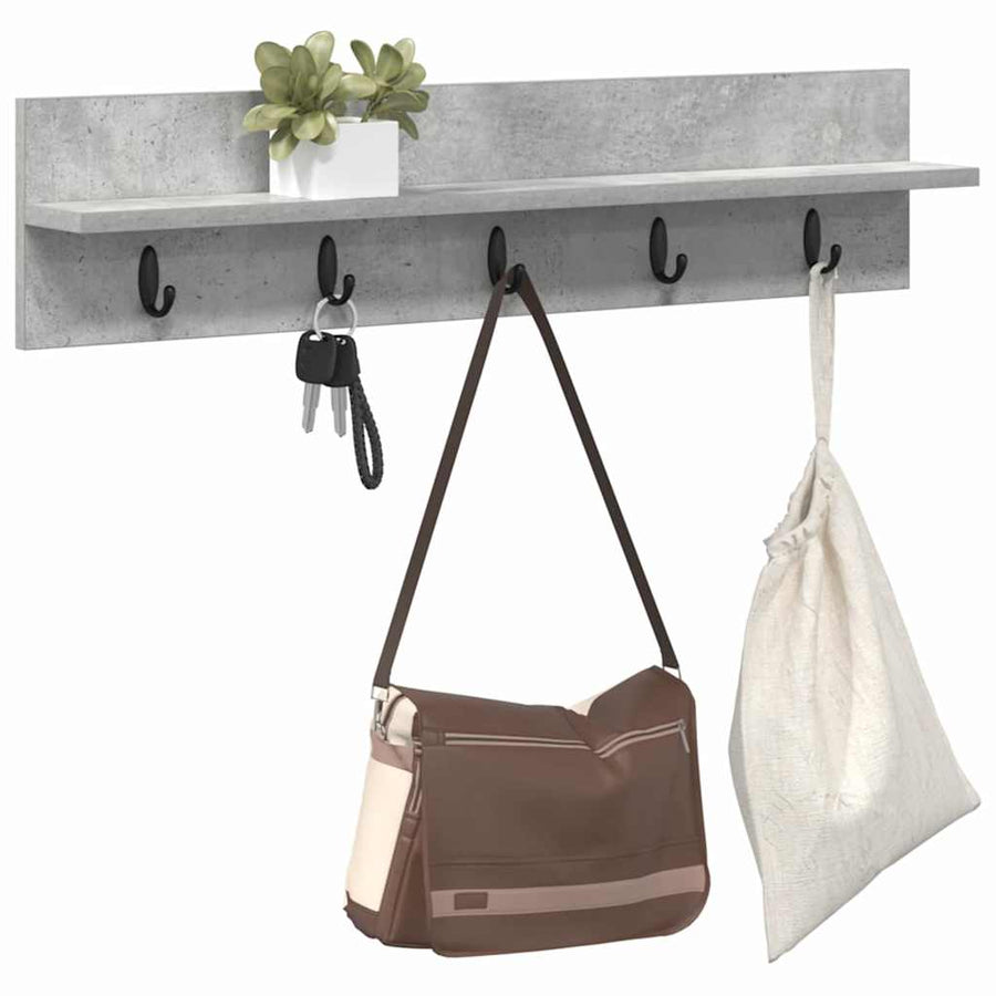 Wandgemonteerde kapstok met plank Betongrijs 80 x 10.5 x 18 cm