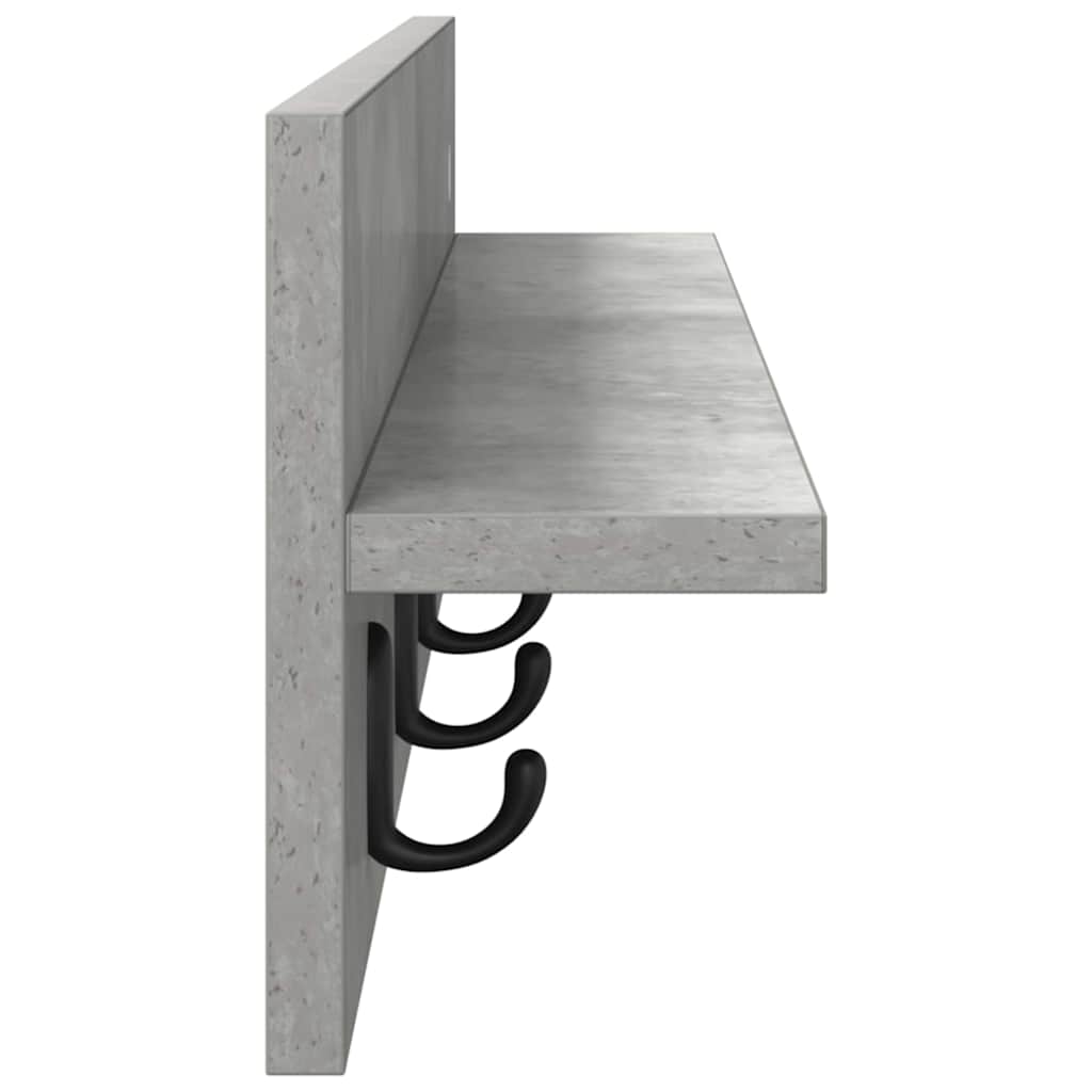 Wandgemonteerde kapstok met plank Betongrijs 80 x 10.5 x 18 cm