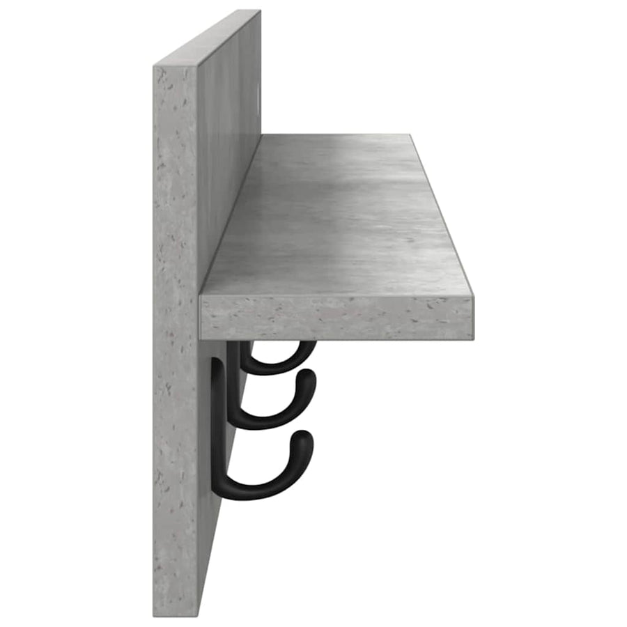 Wandgemonteerde kapstok met plank Betongrijs 80 x 10.5 x 18 cm