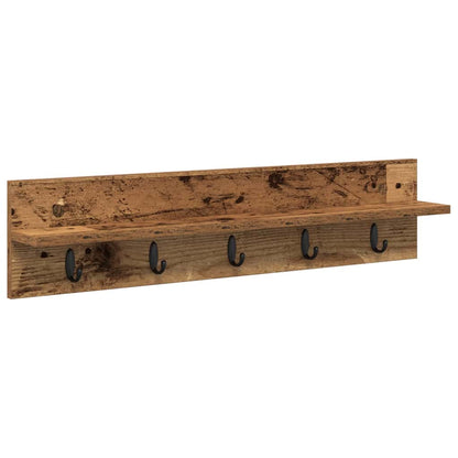 Wandgemonteerde Kapstok Oudhout Bewerkt Hout 80 x 10,5 x 18 cm