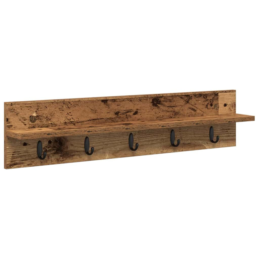 Wandgemonteerde Kapstok Oudhout Bewerkt Hout 80 x 10,5 x 18 cm