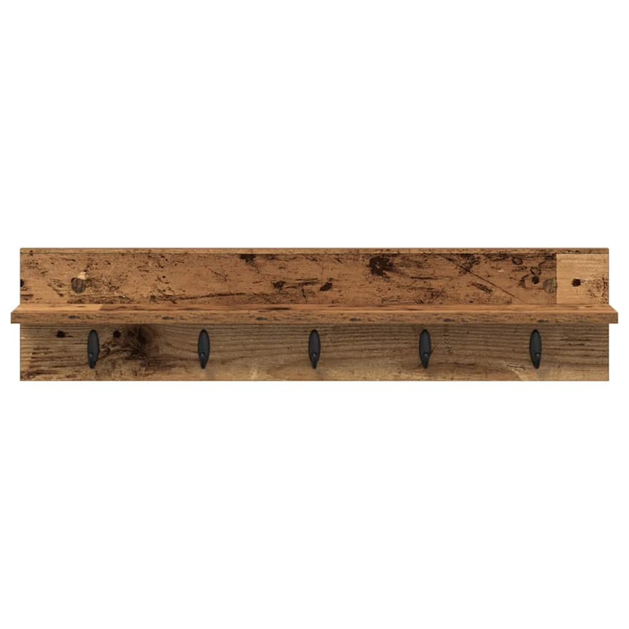 Wandgemonteerde Kapstok Oudhout Bewerkt Hout 80 x 10,5 x 18 cm