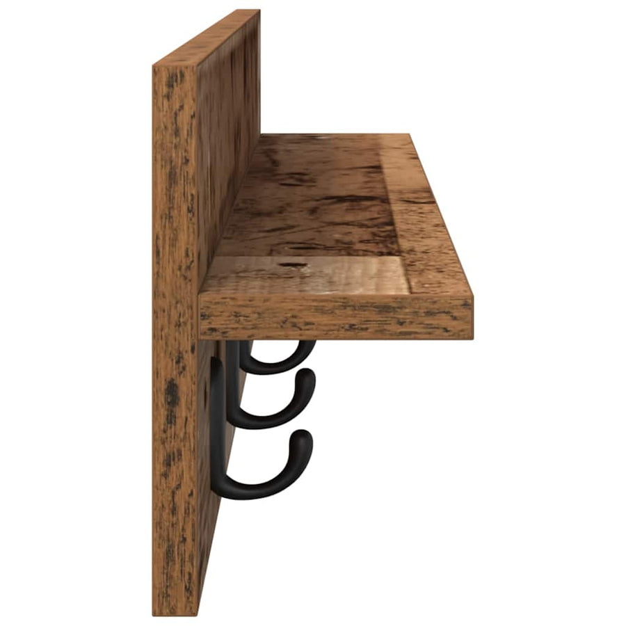 Wandgemonteerde Kapstok Oudhout Bewerkt Hout 80 x 10,5 x 18 cm