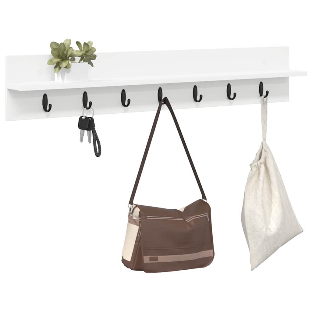 Wandgemonteerde kapstok Wit 100 x 10.5 x 18 cm Bewerkt hout