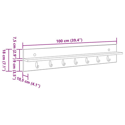 Wandgemonteerde kapstok Wit 100 x 10.5 x 18 cm Bewerkt hout