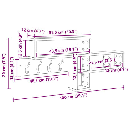Wandgemonteerde kapstok Beton Grijs 100 x 12 x 43,5 cm