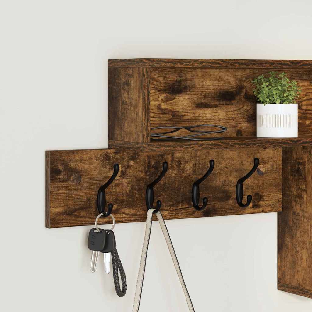 Wandgemonteerde Kapstok 100 X 12 X 43,5 Cm Gerookt eiken