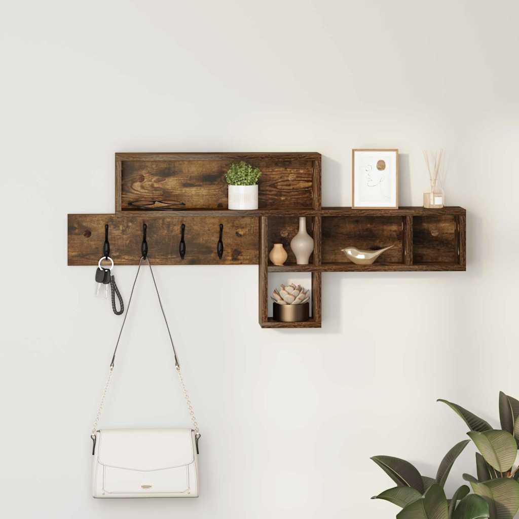 Wandgemonteerde Kapstok 100 X 12 X 43,5 Cm Gerookt eiken