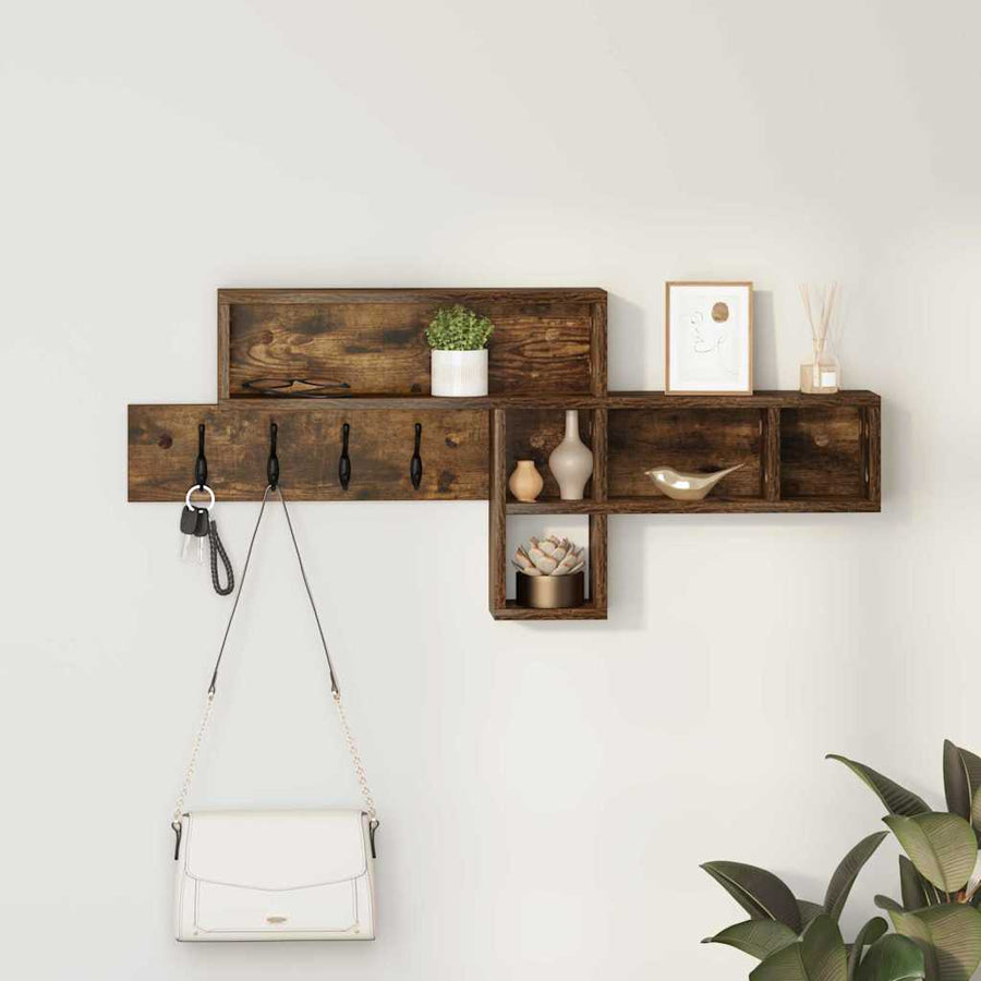 Wandgemonteerde Kapstok 100 X 12 X 43,5 Cm Gerookt eiken