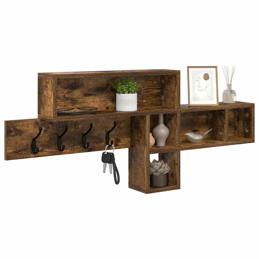 Wandgemonteerde Kapstok 100 X 12 X 43,5 Cm Gerookt eiken