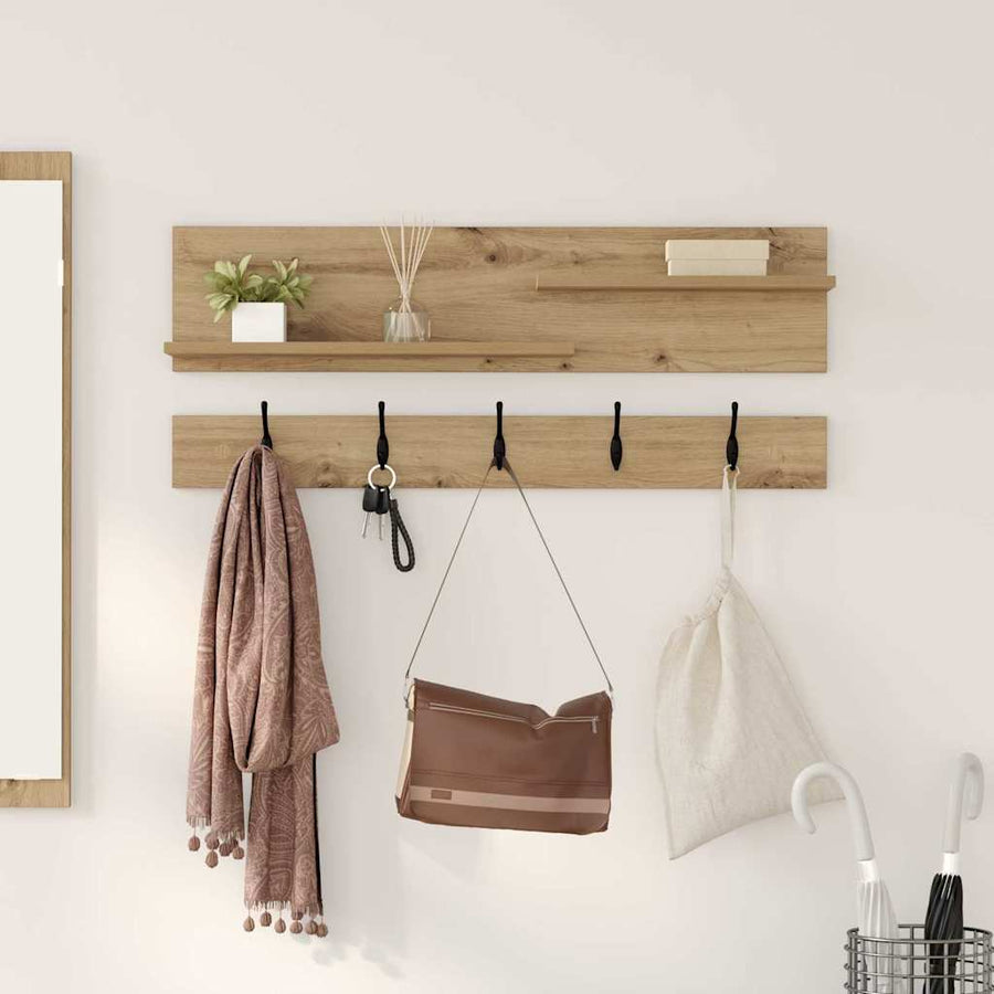 Wandgemonteerde Kapstok 90 X 15 X 36 Cm artisanaal eikenkleurig