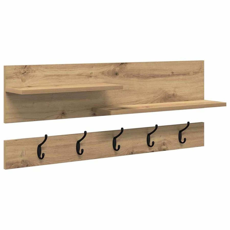 Wandgemonteerde Kapstok 90 X 15 X 36 Cm artisanaal eikenkleurig