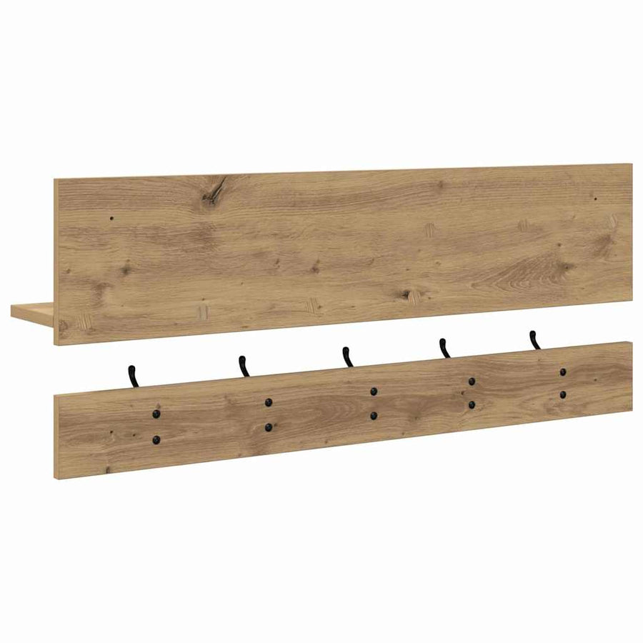 Wandgemonteerde Kapstok 90 X 15 X 36 Cm artisanaal eikenkleurig