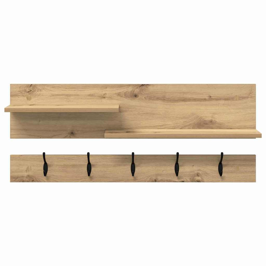 Wandgemonteerde Kapstok 90 X 15 X 36 Cm artisanaal eikenkleurig
