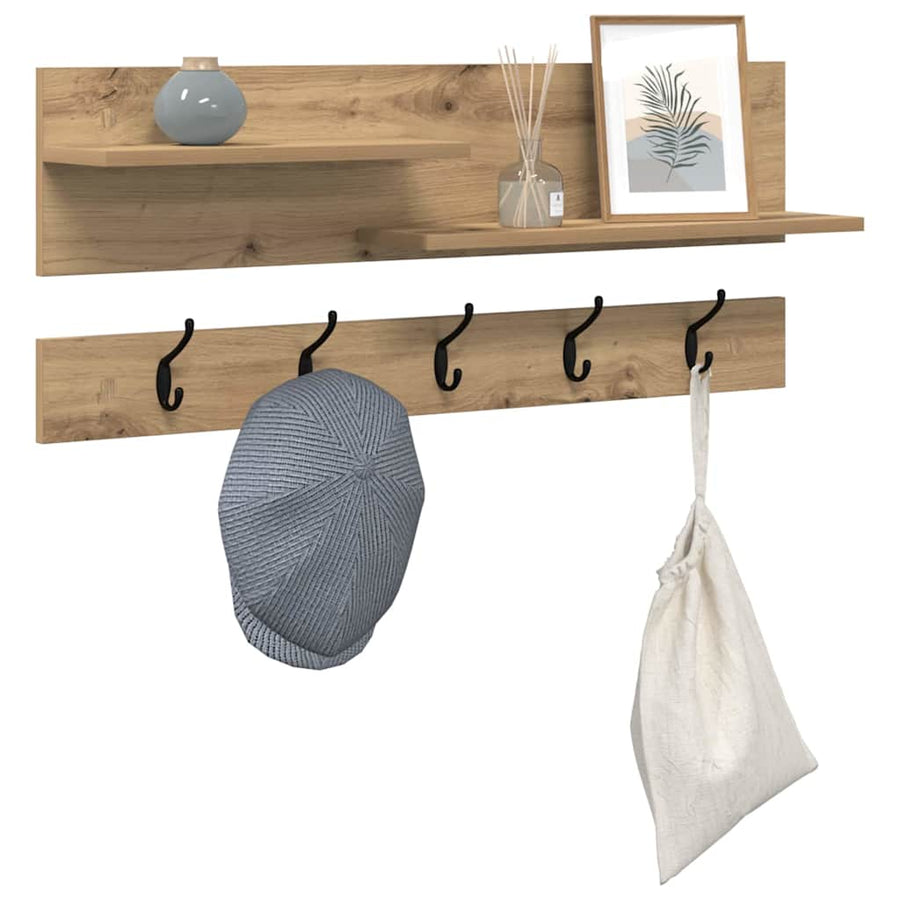 Wandgemonteerde Kapstok 90 X 15 X 36 Cm artisanaal eikenkleurig