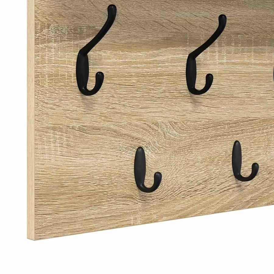 Wandgemonteerde kapstok met plank Sonoma eiken 60 x 40 x 12 cm