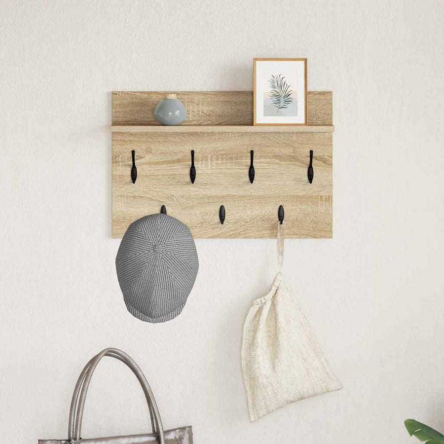 Wandgemonteerde kapstok met plank Sonoma eiken 60 x 40 x 12 cm