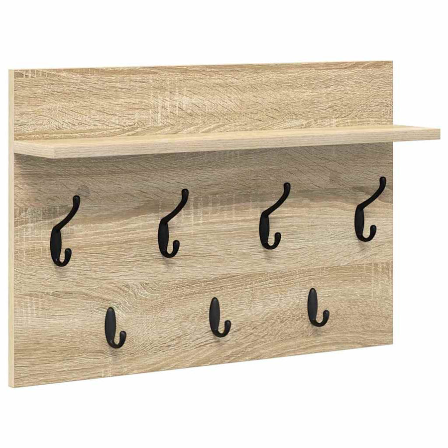 Wandgemonteerde kapstok met plank Sonoma eiken 60 x 40 x 12 cm