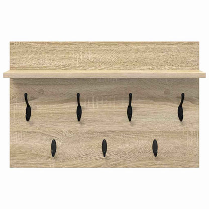 Wandgemonteerde kapstok met plank Sonoma eiken 60 x 40 x 12 cm