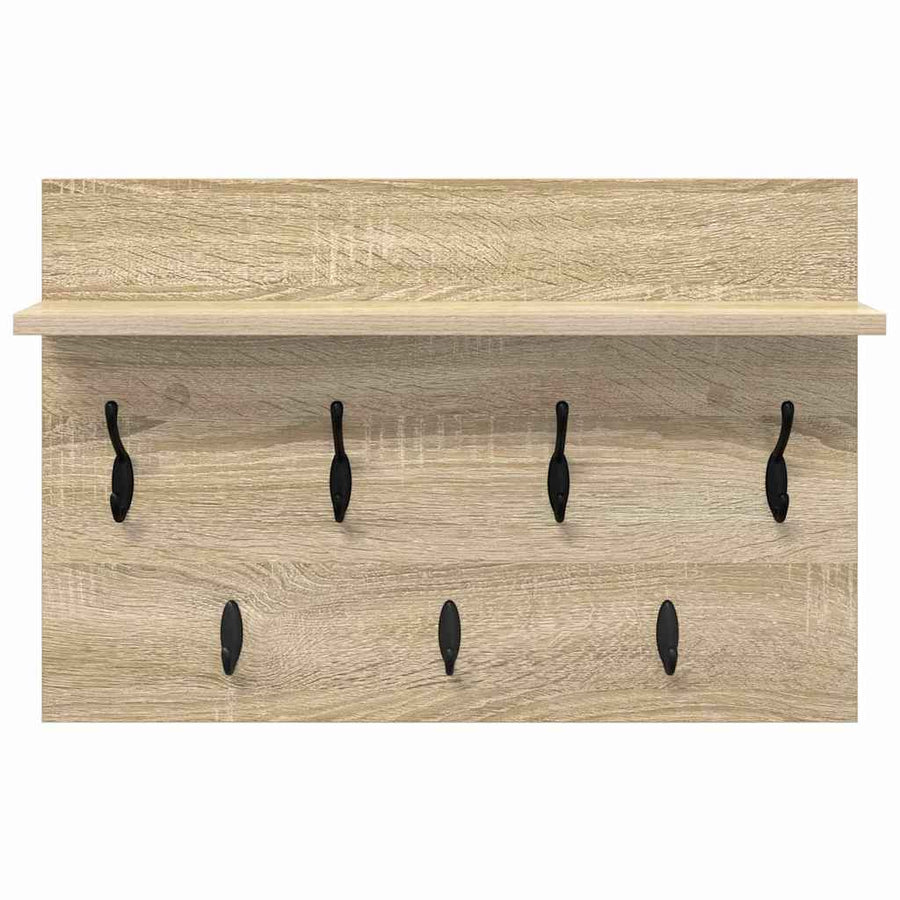 Wandgemonteerde kapstok met plank Sonoma eiken 60 x 40 x 12 cm