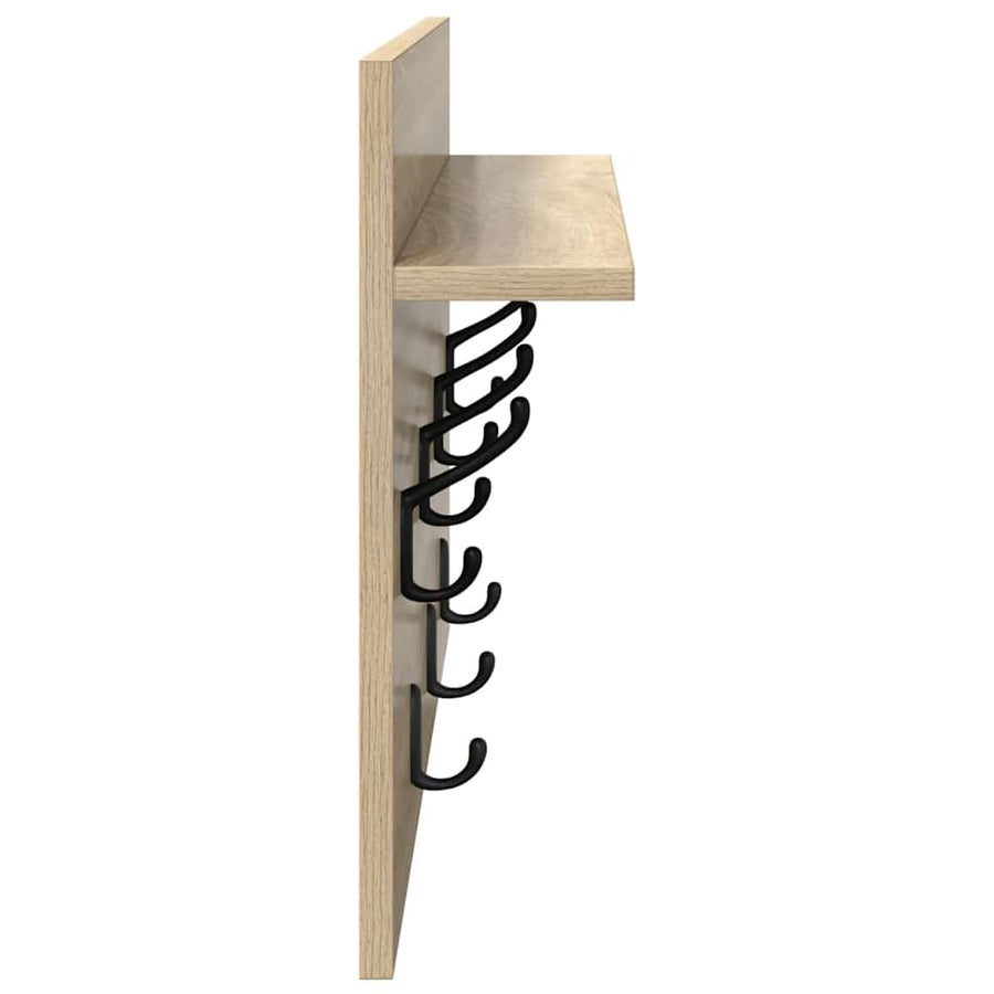 Wandgemonteerde kapstok met plank Sonoma eiken 60 x 40 x 12 cm