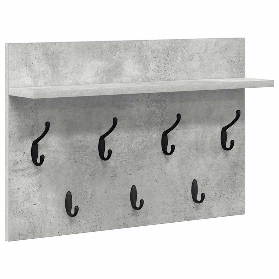 Wandgemonteerde kapstok Betongrijs 60 x 40 x 12 cm Bewerkt hout