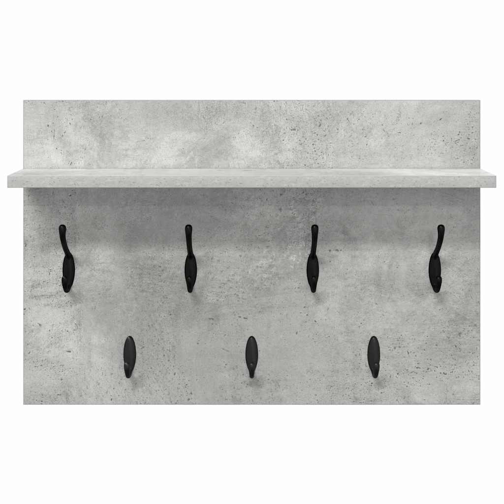 Wandgemonteerde kapstok Betongrijs 60 x 40 x 12 cm Bewerkt hout