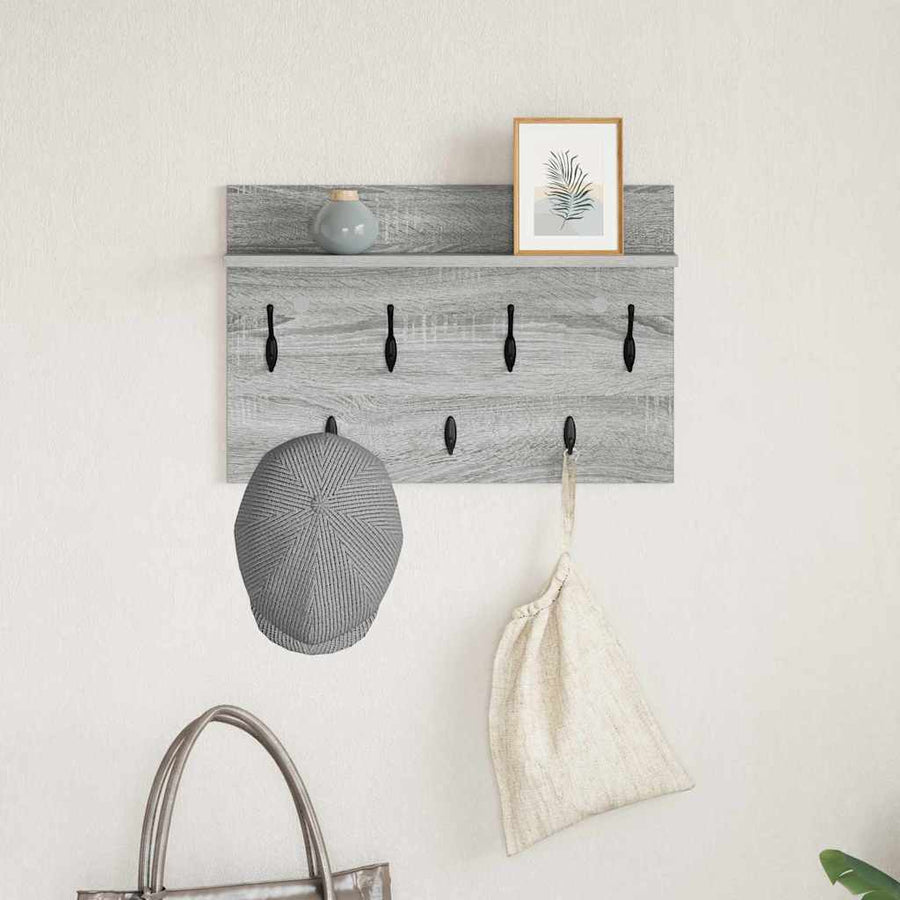 Wandgemonteerde kapstok met plank Grijs sonoma 60 x 40 x 12 cm
