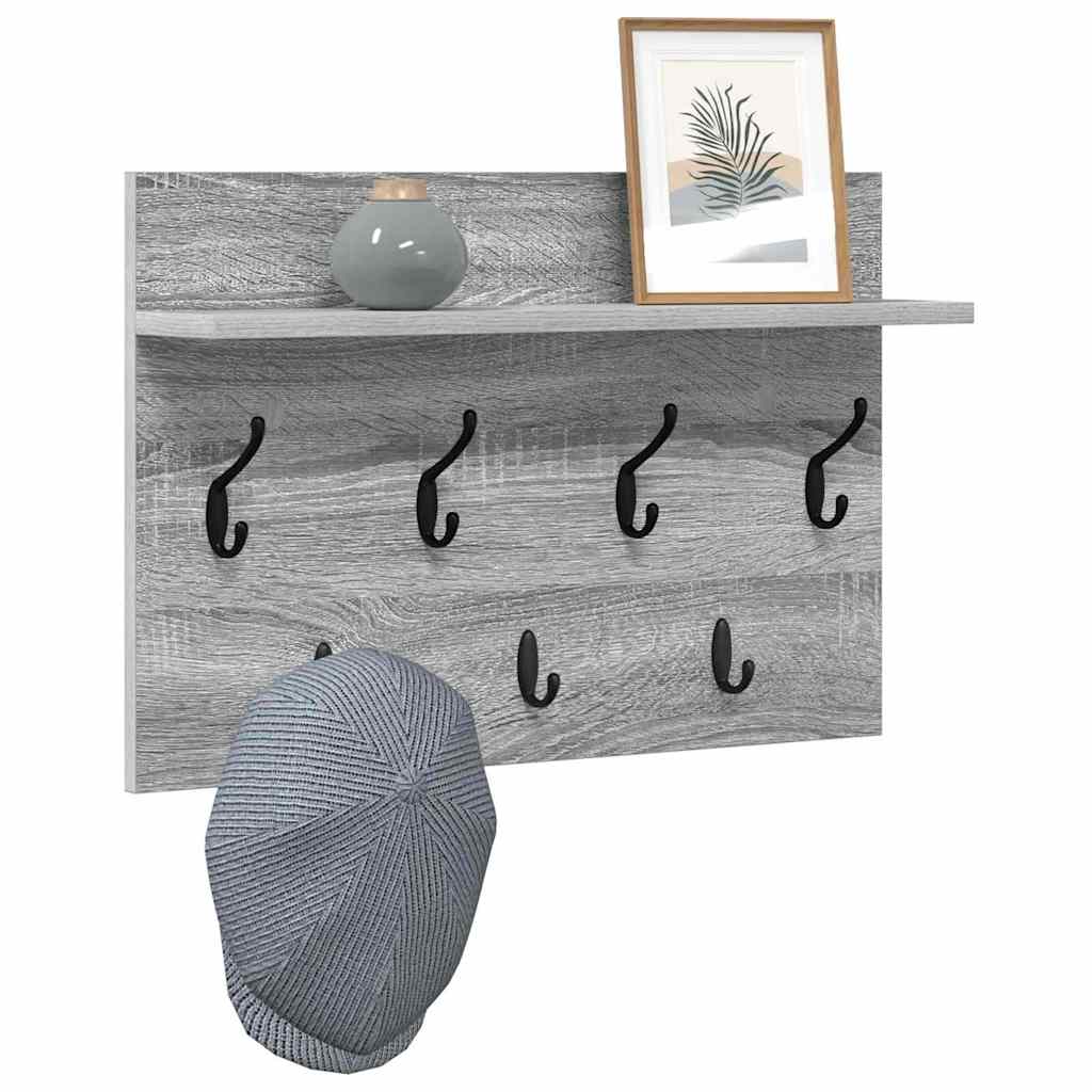 Wandgemonteerde kapstok met plank Grijs sonoma 60 x 40 x 12 cm