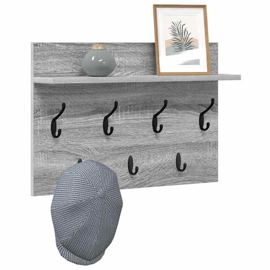 Wandgemonteerde kapstok met plank Grijs sonoma 60 x 40 x 12 cm