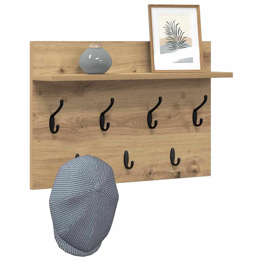 Wandgemonteerde Kapstok Met Plank Artisan Eiken 60 x 40 x 12 cm
